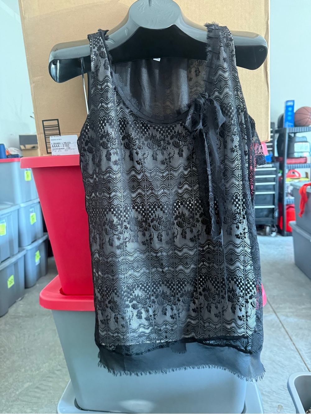 Women’s Black Lace Overlay Tank Top p56